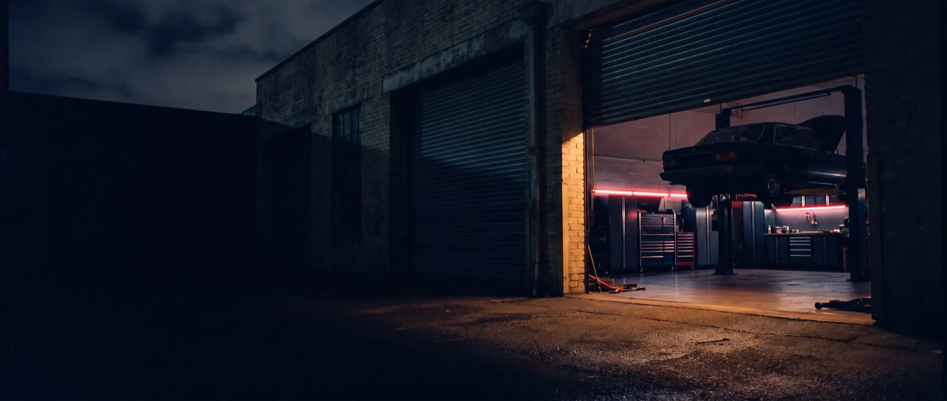 Automotive — warm light through an open door